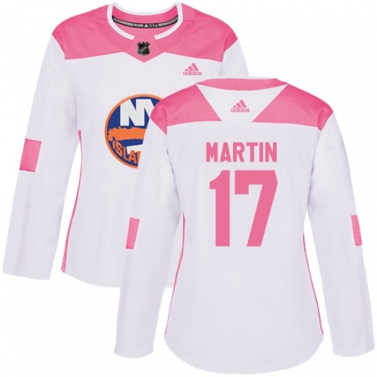 Women's Adidas New York Islanders #17 Matt Martin Authentic White/Pink Fashion NHL Jersey Women's Adidas New York Islanders #17 Matt Martin Authentic White/Pink Fashion NHL Jersey