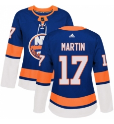 Women's Adidas New York Islanders #17 Matt Martin Premier Royal Blue Home NHL Jersey