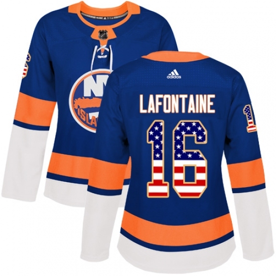 Women's Adidas New York Islanders #16 Pat LaFontaine Authentic Royal Blue USA Flag Fashion NHL Jersey Women's Adidas New York Islanders #16 Pat LaFontaine Authentic Royal Blue USA Flag Fashion NHL Jersey