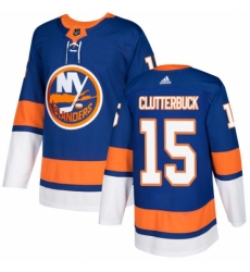 Men's Adidas New York Islanders #15 Cal Clutterbuck Authentic Royal Blue Home NHL Jersey