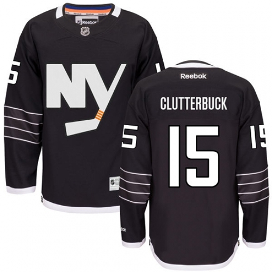 Men's Reebok New York Islanders #15 Cal Clutterbuck Authentic Black Third NHL Jersey Men's Reebok New York Islanders #15 Cal Clutterbuck Authentic Black Third NHL Jersey