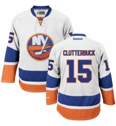 Men's Reebok New York Islanders #15 Cal Clutterbuck Authentic White Away NHL Jersey