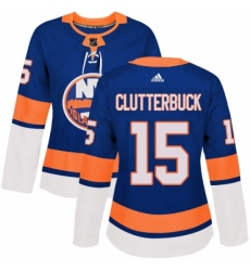 Women's Adidas New York Islanders #15 Cal Clutterbuck Premier Royal Blue Home NHL Jersey