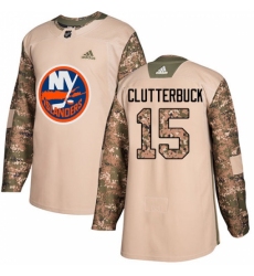 Youth Adidas New York Islanders #15 Cal Clutterbuck Authentic Camo Veterans Day Practice NHL Jersey
