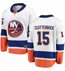 Youth New York Islanders #15 Cal Clutterbuck Fanatics Branded White Away Breakaway NHL Jersey