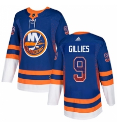 Men's Adidas New York Islanders #9 Clark Gillies Authentic Royal Blue Drift Fashion NHL Jersey
