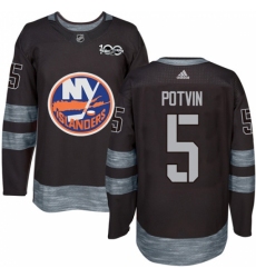 Men's Adidas New York Islanders #5 Denis Potvin Premier Black 1917-2017 100th Anniversary NHL Jersey