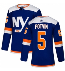Youth Adidas New York Islanders #5 Denis Potvin Premier Blue Alternate NHL Jersey