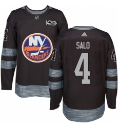 Men's Adidas New York Islanders #4 Robin Salo Authentic Black 1917-2017 100th Anniversary NHL Jersey
