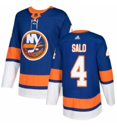 Men's Adidas New York Islanders #4 Robin Salo Authentic Royal Blue Home NHL Jersey