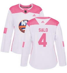 Women's Adidas New York Islanders #4 Robin Salo Authentic White/Pink Fashion NHL Jersey