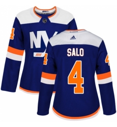 Women's Adidas New York Islanders #4 Robin Salo Premier Blue Alternate NHL Jersey