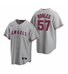 Men's Nike Los Angeles Angels #57 Hansel Robles Gray Road Stitched Baseball Jersey