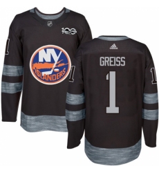 Men's Adidas New York Islanders #1 Thomas Greiss Authentic Black 1917-2017 100th Anniversary NHL Jersey