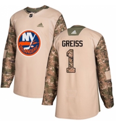 Men's Adidas New York Islanders #1 Thomas Greiss Authentic Camo Veterans Day Practice NHL Jersey