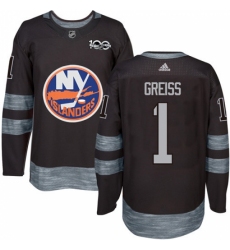 Men's Adidas New York Islanders #1 Thomas Greiss Premier Black 1917-2017 100th Anniversary NHL Jersey