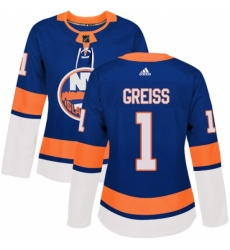 Women's Adidas New York Islanders #1 Thomas Greiss Authentic Royal Blue Home NHL Jersey