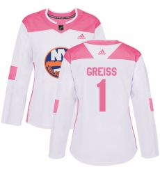 Women's Adidas New York Islanders #1 Thomas Greiss Authentic White/Pink Fashion NHL Jersey