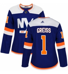Women's Adidas New York Islanders #1 Thomas Greiss Premier Blue Alternate NHL Jersey