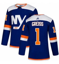 Youth Adidas New York Islanders #1 Thomas Greiss Premier Blue Alternate NHL Jersey