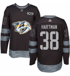 Men's Adidas Nashville Predators #38 Ryan Hartman Authentic Black 1917-2017 100th Anniversary NHL Jersey