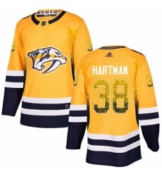 Men's Adidas Nashville Predators #38 Ryan Hartman Authentic Gold Drift Fashion NHL Jersey