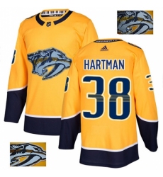 Men's Adidas Nashville Predators #38 Ryan Hartman Authentic Gold Fashion Gold NHL Jersey