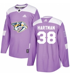 Men's Adidas Nashville Predators #38 Ryan Hartman Authentic Purple Fights Cancer Practice NHL Jersey