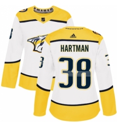 Women's Adidas Nashville Predators #38 Ryan Hartman Authentic White Away NHL Jersey
