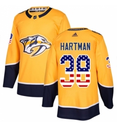 Youth Adidas Nashville Predators #38 Ryan Hartman Authentic Gold USA Flag Fashion NHL Jersey