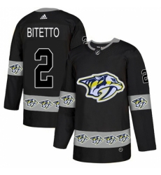 Men's Adidas Nashville Predators #2 Anthony Bitetto Authentic Black Team Logo Fashion NHL Jersey