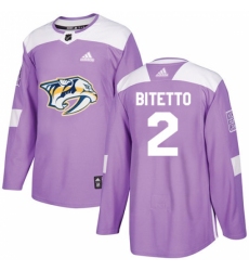Men's Adidas Nashville Predators #2 Anthony Bitetto Authentic Purple Fights Cancer Practice NHL Jersey