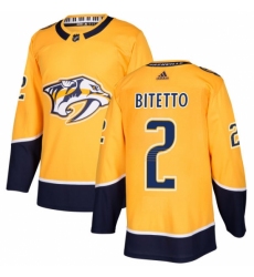 Men's Adidas Nashville Predators #2 Anthony Bitetto Premier Gold Home NHL Jersey