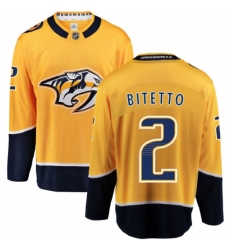 Men's Nashville Predators #2 Anthony Bitetto Fanatics Branded Gold Home Breakaway NHL Jersey Men's Nashville Predators #2 Anthony Bitetto Fanatics Branded Gold Home Breakaway NHL Jersey
