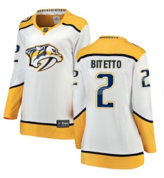 Women's Nashville Predators #2 Anthony Bitetto Fanatics Branded White Away Breakaway NHL Jersey
