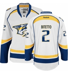 Women's Reebok Nashville Predators #2 Anthony Bitetto Authentic White Away NHL Jersey