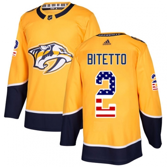Youth Adidas Nashville Predators #2 Anthony Bitetto Authentic Gold USA Flag Fashion NHL Jersey Youth Adidas Nashville Predators #2 Anthony Bitetto Authentic Gold USA Flag Fashion NHL Jersey