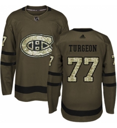 Men's Adidas Montreal Canadiens #77 Pierre Turgeon Authentic Green Salute to Service NHL Jersey