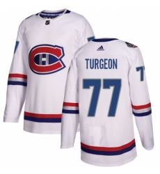 Men's Adidas Montreal Canadiens #77 Pierre Turgeon Authentic White 2017 100 Classic NHL Jersey
