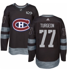 Men's Adidas Montreal Canadiens #77 Pierre Turgeon Premier Black 1917-2017 100th Anniversary NHL Jersey