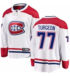 Men's Montreal Canadiens #77 Pierre Turgeon Authentic White Away Fanatics Branded Breakaway NHL Jersey