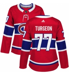 Women's Adidas Montreal Canadiens #77 Pierre Turgeon Authentic Red Home NHL Jersey