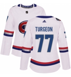 Women's Adidas Montreal Canadiens #77 Pierre Turgeon Authentic White 2017 100 Classic NHL Jersey