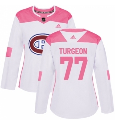 Women's Adidas Montreal Canadiens #77 Pierre Turgeon Authentic White/Pink Fashion NHL Jersey