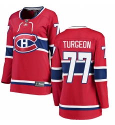 Women's Montreal Canadiens #77 Pierre Turgeon Authentic Red Home Fanatics Branded Breakaway NHL Jersey