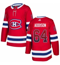 Men's Adidas Montreal Canadiens #64 Jeremiah Addison Authentic Red Drift Fashion NHL Jersey