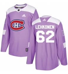 Men's Adidas Montreal Canadiens #62 Artturi Lehkonen Authentic Purple Fights Cancer Practice NHL Jersey