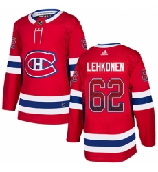 Men's Adidas Montreal Canadiens #62 Artturi Lehkonen Authentic Red Drift Fashion NHL Jersey