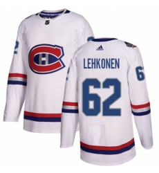 Youth Adidas Montreal Canadiens #62 Artturi Lehkonen Authentic White 2017 100 Classic NHL Jersey