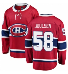 Men's Montreal Canadiens #58 Noah Juulsen Authentic Red Home Fanatics Branded Breakaway NHL Jersey